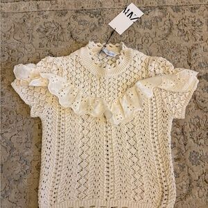 Zara Ivory Lace Ruffle Top